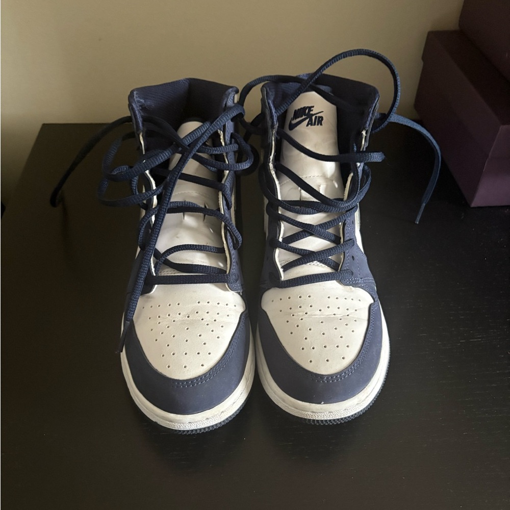 Nike Air High-Top Sneakers in Dark Blue and White